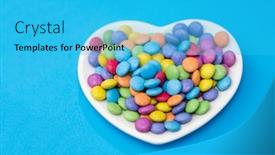  Presentation with candy heart - PPT layouts having sweets-confectionery-and-valentine-s background and a cyan colored foreground