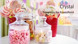  Presentation with candy shop - PPT theme with sweets in jars at candy background and a lemonade colored foreground