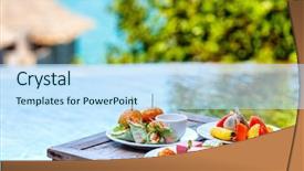  Presentation with burgers - Presentation design consisting of sweets served on a table background and a sky blue colored foreground