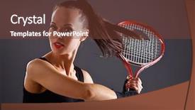  Presentation with tennis - Presentation theme enhanced with swelling body - female tennis player with racket background and a tawny brown colored foreground