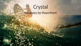  Presentation with ocean wave - Amazing PPT theme having swelling body - surfer rides the ocean wave backdrop and a lemonade colored foreground