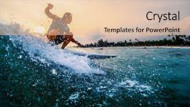  Presentation with ocean wave - Audience pleasing slide deck consisting of swelling body - surfer rides the ocean wave backdrop and a lemonade colored foreground