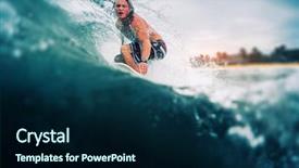  Presentation with ocean wave - Theme with swelling body - surfer rides the wave background and a  colored foreground