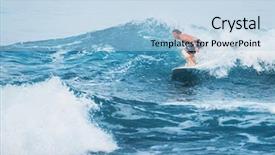  Presentation with ocean wave - Theme with swelling body - surfer rides the wave background and a  colored foreground
