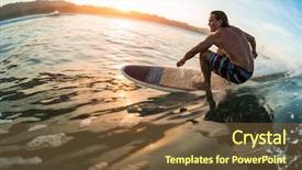  Presentation with ocean wave - Presentation featuring swelling body - young man surfs the ocean background and a tawny brown colored foreground