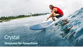  Presentation with ocean wave - PPT layouts featuring swelling body - young surfer rides the ocean background and a ocean colored foreground
