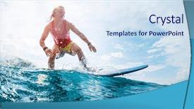  Presentation with ocean wave - Amazing presentation design having swelling body - young surfer rides the ocean backdrop and a sky blue colored foreground