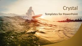  Presentation with rides - PPT theme enhanced with swelling body - young surfer rides the wave background and a cream colored foreground
