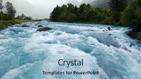  Presentation with blue water - Beautiful presentation theme featuring swift - milky blue glacial water backdrop and a light blue colored foreground
