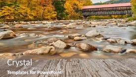  Presentation with forest bridge - PPT theme enhanced with swift-river-and-old-covered background and a coral colored foreground