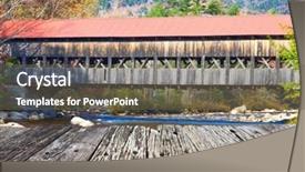 Presentation with forest bridge - PPT theme featuring swift river and old covered background and a gray colored foreground