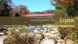  Presentation with forest bridge - Audience pleasing slide deck consisting of swift river and old covered backdrop and a tawny brown colored foreground