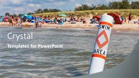 Presentation with swim - Colorful presentation enhanced with swim-area-buoy backdrop and a gray colored foreground