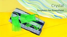  Presentation with swimming pool - Beautiful theme featuring swim-flippers-and-eye-goggles backdrop and a soft green colored foreground
