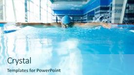  Presentation with swimming pool - Audience pleasing PPT theme consisting of swim game - photo of sportive man swimming backdrop and a  colored foreground