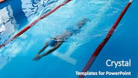  Presentation with swimming - Amazing theme having swim game - photo of sportsman in blue backdrop and a teal colored foreground