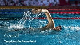  Presentation with swim - Presentation theme with swim game - professional man in swimming pool background and a ocean colored foreground
