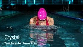  Presentation with swimming pool - Cool new PPT theme with swim game - woman in swimming pool breaststroke backdrop and a  colored foreground