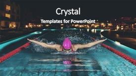  Presentation with swimming pool - Colorful slide set enhanced with swim game - woman in swimming pool butterfly backdrop and a dark gray colored foreground