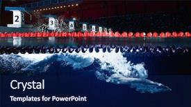  Presentation with swimming pool - Presentation with swim game - woman in swimming pool underwater background and a navy blue colored foreground