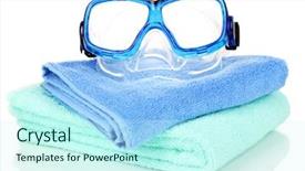  Presentation with swim - Presentation design featuring swim goggles on towel isolated background and a  colored foreground