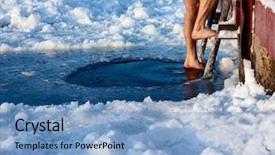  Presentation with swim - Beautiful presentation theme featuring swim in the ice backdrop and a teal colored foreground