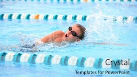  Presentation with swimming - Colorful slide deck enhanced with blocks with the text bye backdrop and a  colored foreground.