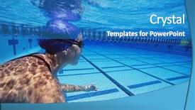  Presentation with pool lanes - Slide deck featuring swim lanes - caucasian female swimmers swimming background and a teal colored foreground
