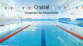  Presentation with swimming pool - Slide deck featuring swim lanes - empty indoors public swimming pool background and a light blue colored foreground