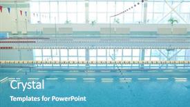  Presentation with public health for dibetes - Amazing slide deck having swim lanes - empty indoors public swimming pool backdrop and a teal colored foreground