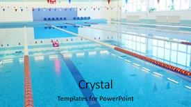  Presentation with swimming pool - Audience pleasing PPT layouts consisting of swim lanes - empty indoors public swimming pool backdrop and a teal colored foreground