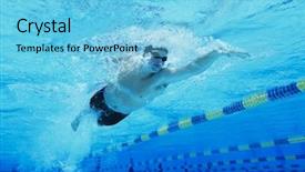  Presentation with swimming - Cool new PPT theme with swim lanes - low angle view backdrop and a light blue colored foreground