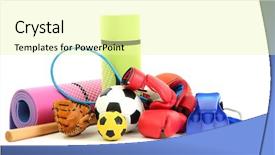  Presentation with octopus on isolated white - PPT theme having swim tennis - sport equipment isolated on white background and a  colored foreground