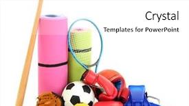  Presentation with centrifugal rotating equipment - Amazing presentation having swim tennis - sport equipment isolated on white backdrop and a  colored foreground