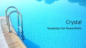  Presentation with swimming - Theme featuring swiming - hotel swimming pool with sunny background and a light gray colored foreground