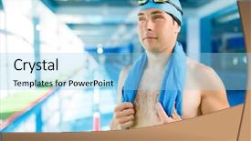  Presentation with swimmer - Audience pleasing presentation theme consisting of swiming - photo of young swimmer backdrop and a light blue colored foreground