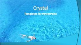  Presentation with jumping into pool - Slide set with swiming - relaxing in swimming pool background and a teal colored foreground
