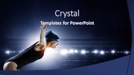  Presentation with swimmer - Amazing slide set having swimmer-at-competition-mixed-media backdrop and a navy blue colored foreground