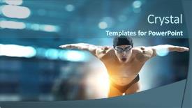  Presentation with swimmer - PPT layouts with swimmer-at-competition-mixed-media background and a ocean colored foreground