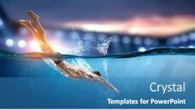  Presentation with swimmer - PPT layouts with swimmer-at-competition-mixed-media background and a teal colored foreground