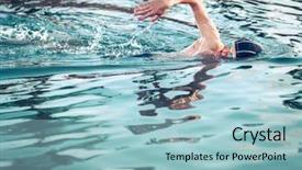  Presentation with breathing - Cool new slides with crawling - swimmer breathing during swimming crawl backdrop and a  colored foreground