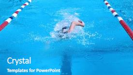  Presentation with swimmer - Slide set featuring swimmer during competition background and a teal colored foreground