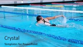  Presentation with stroke - PPT theme having swimmer during practice butterfly stroke background and a  colored foreground