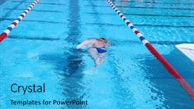  Presentation with swimmer - Beautiful presentation theme featuring swimmer in a pool backdrop and a cyan colored foreground