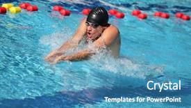  Presentation with swimmer - PPT theme with swimmer in cap breathing performing the breaststroke background and a teal colored foreground
