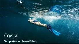  Presentation with swimmer - Theme consisting of happy divers beach - swimmer in flippers dives background and a navy blue colored foreground