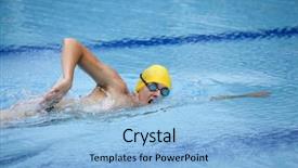  Presentation with breathing - PPT theme featuring swimmer in yellow cap breathing background and a light blue colored foreground