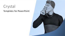  Presentation with gold medal - Theme enhanced with swimmer kissing his gold medal against different colors background and a white colored foreground