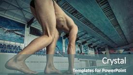  Presentation with swimmer - Amazing PPT layouts having swimmer man swimmings athlete after start jump to distance in water pool backdrop and a ocean colored foreground