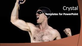  Presentation with gold medal - Slides consisting of swimmer posing with gold medal against black background background and a black colored foreground